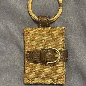 Coach Mini Signature Picture Frame Keychain Khaki/Brown